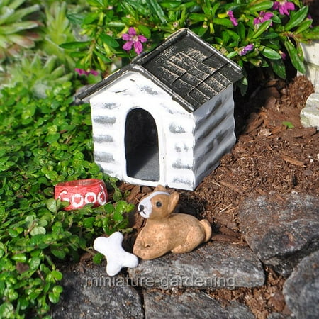 Miniature Dog - Made in the Philippines Dog House with Dog for Miniature Garden, Fairy Garden