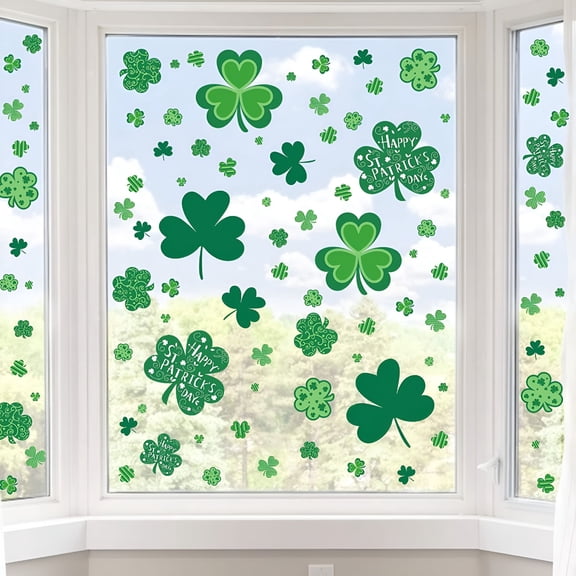 CCOCC St Patrick's Day Window Clings,Shamrock Stickers for Decorations,109 PCS Reusable Static Spring Window Clings Decor