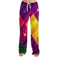 thumbnail image 6 of Ladies' Loose and Casual Carnival Twill Printed Wide Leg Pants with Elastic Waistband Drawstring and Pockets, Stylish Long Pants for Casual and Outdoor Activities,Purple Pink,M, 6 of 7