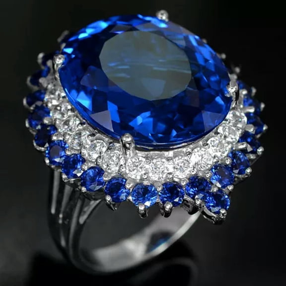 HOOUN Gorgeous 925 Silver Plated Cubic Zircon Ring Wedding Women Jewelry Sz 6-10-6-Silver