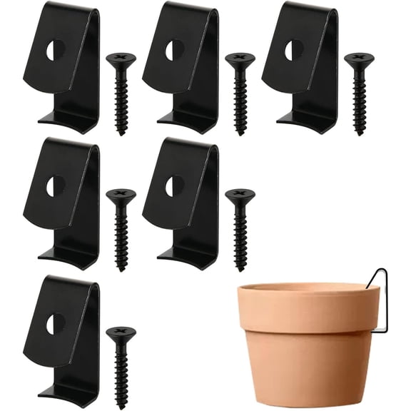 Cosmos Pack of 6 Flower Pot Clips Terracotta Pots Hangers Iron Pot Hanger Wall Hooks with Screws Holds Standard 5 to 8 inch Wall Clay Pots, Hanging on Tree Wall for Outdoor Garden Patio Plant Display