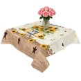 thumbnail image 2 of Sunflower Vintage Table Cloth Waterproof Tablecloths, Farmhouse Floral Botanical Brown Wooden Tablecloth Dining Table Cover for Kitchen Party Tabletop Outdoor, Square Tablecloth 60x60 Inch, 2 of 9