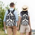 thumbnail image 4 of Disketp Artistic Black White Peacocks print Canvas Backpack Lightweight Travel Daypack Student Rucksack Laptop Backpack-Medium, 4 of 5