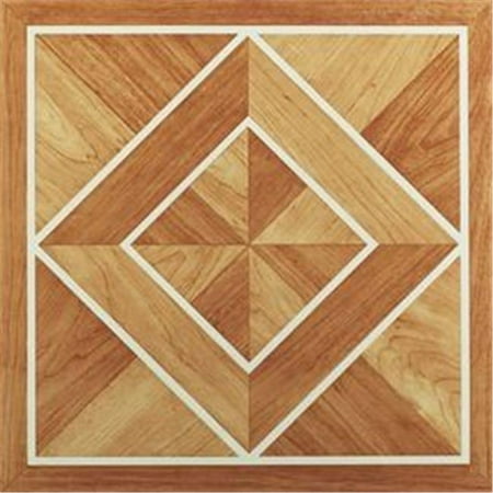 Achim Importing Co., Inc. NEXUS White Border Classic Inlaid Parquet 12 Inch x 12 Inch Self Adhesive Vinyl Floor Tile #205