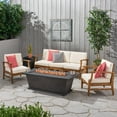 thumbnail image 3 of Noble House Driscoll Outdoor 5 Pc Chat Set  & Fire Pit Teak, 3 of 16