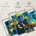 thumbnail image 6 of Elephant Stock Insane Peacock Wall Art - Horizontal Multi Panel Canvas - Living Room Wall Decor - Animal Multi Panel - Turquoise And Teal Decor By Daniel Jean-baptiste - 84" x 54", 6 of 8