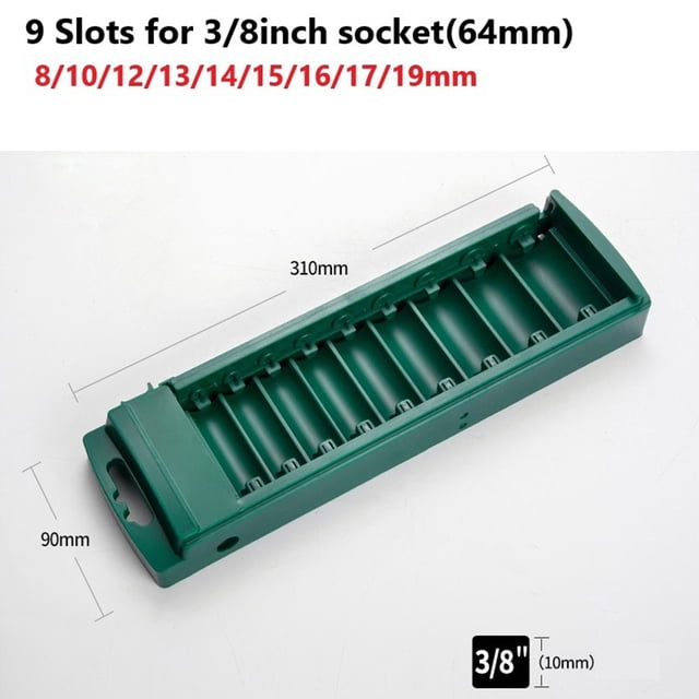 Lefu 1pc Socket Organizer Box 3/8 1/4 1/2inch Drive ABS Plastic Socket Clip Rail Holder Empty Socket Storage Toolbox Socket Storage