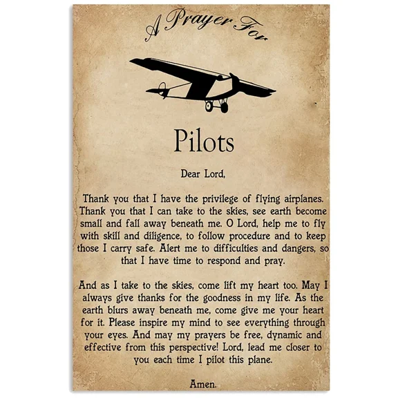 Poster Pilots Prayer - Print, Wall Art Home Decor Wall Art, Unframed Prints For Home Or Office, Perfect Gift For Everyone, 8x12
