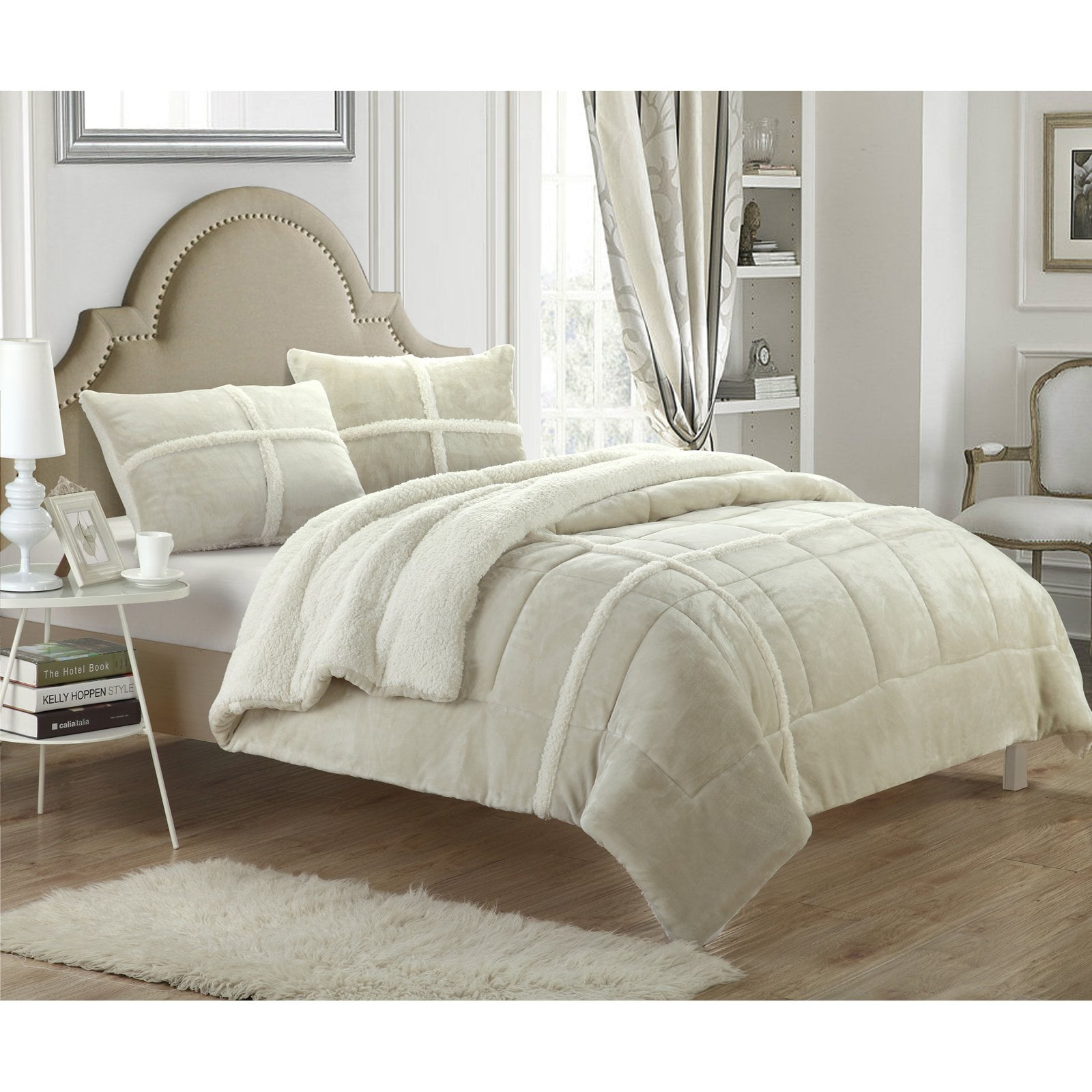 Details about   Chic Home Evie 3 Piece Blanket Set Soft Sherpa Lined Microplush Faux Mink with S 
