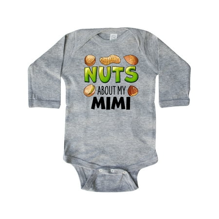 

Inktastic Nuts About My Mimi Peanut Almond Pistachio Gift Baby Boy or Baby Girl Long Sleeve Bodysuit