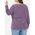 thumbnail image 6 of SHEWIN Womens Blouse Plus Size Tops Lace V Neck Long Sleeve T Shirts Dressy Eyelet Embroidered Tunics Top Spring Fall Blouses Purple 4X, 6 of 9