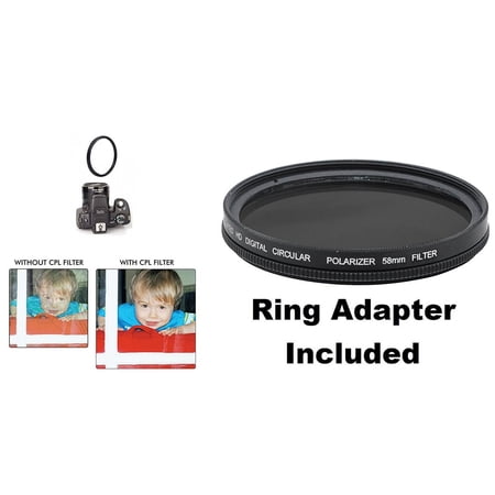 Multi-Coated Pro HD Digital Polarizer Filter for Canon Powershot SX50 SX60 HS (Ring Adapter Included)