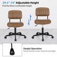 thumbnail image 2 of Patiojoy Leisure Office Chair Mid-back Swivel Task Chair PU Leather Adjustable Armless Chair Retro Design Brown, 2 of 9