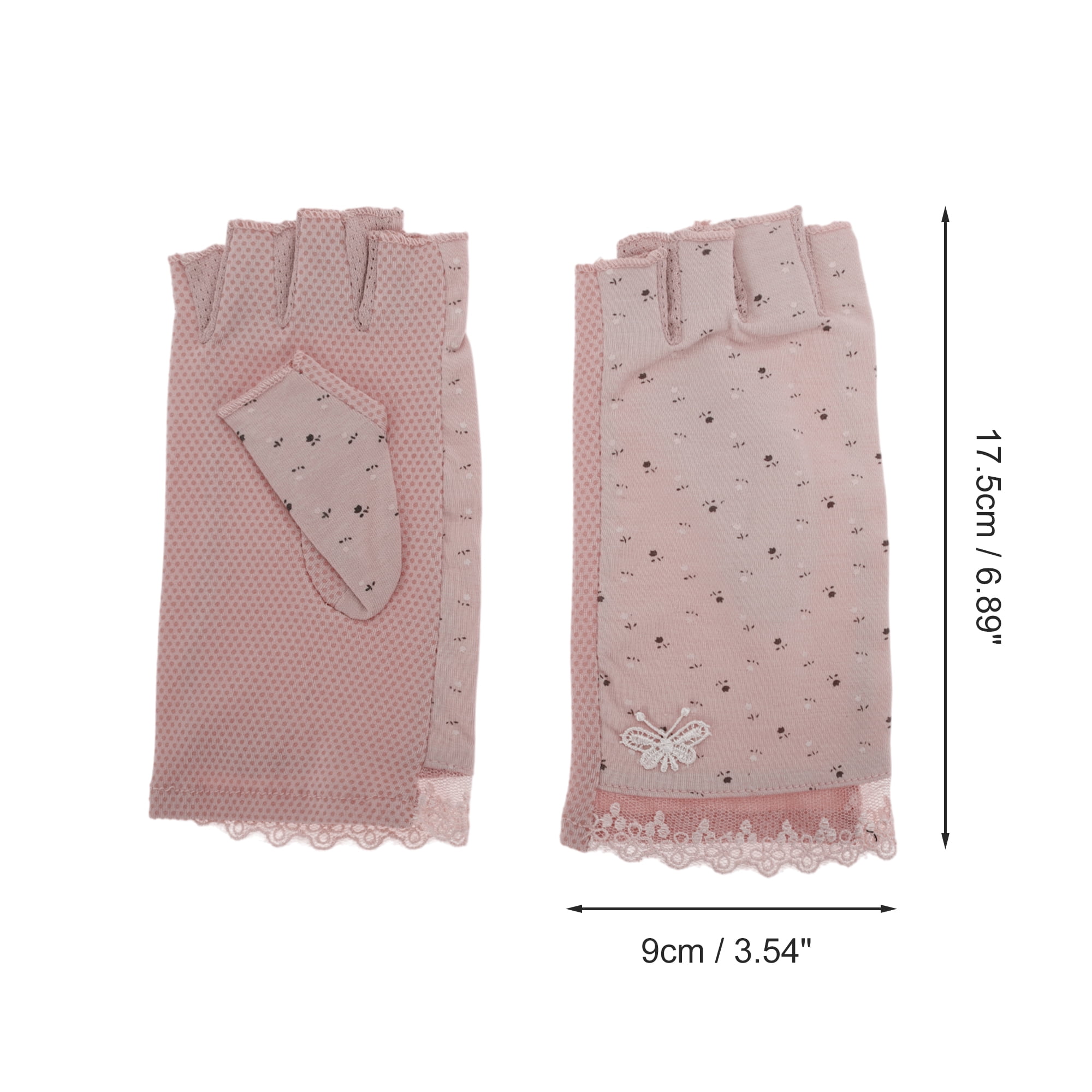 Unique Bargains Anti-slip Half Finger Manicure Gloves 1 Pair Light Purple