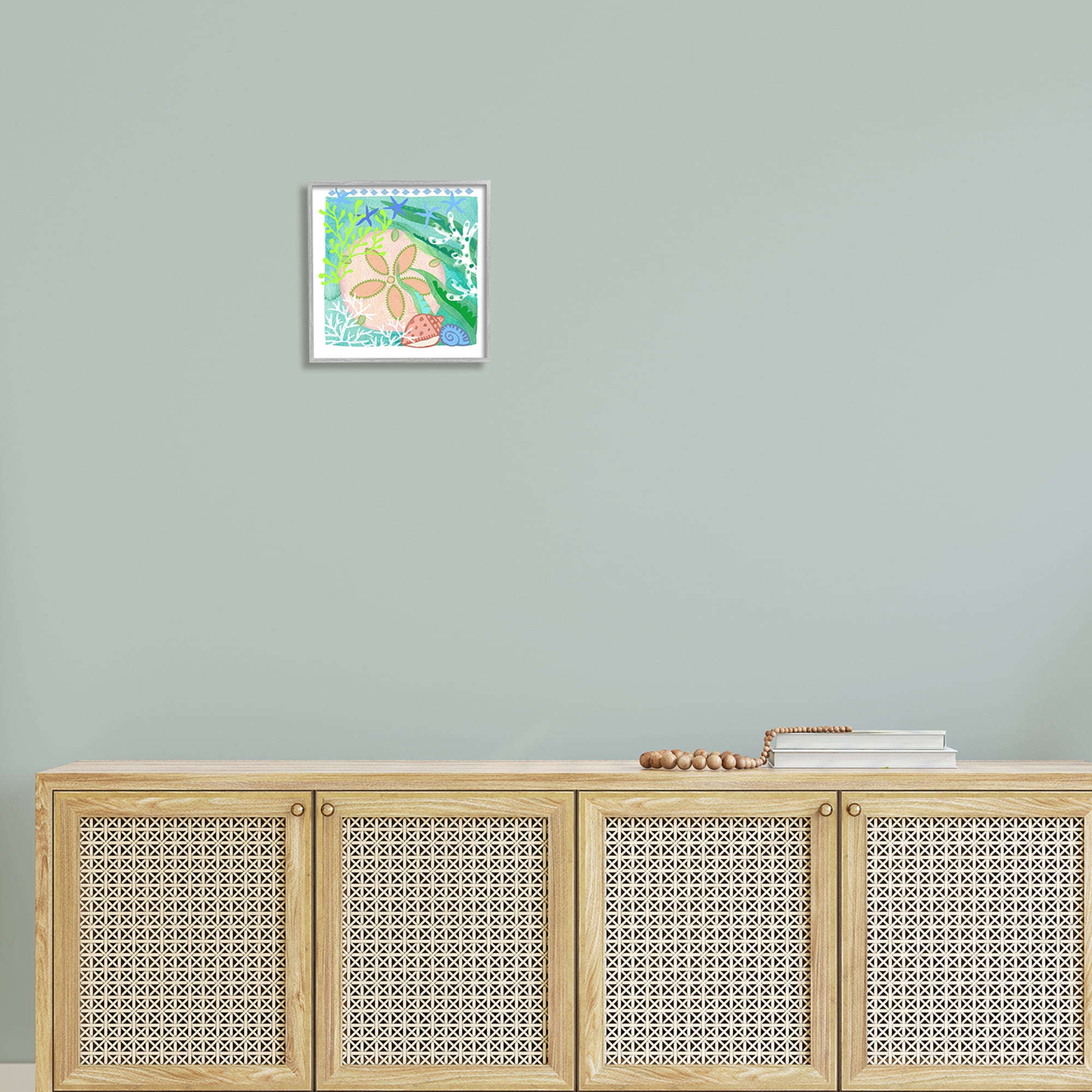 Stupell Industries Ocean Sand Dollar Collage Seashells Coral Pattern Graphic Art Gray Framed Art Print Wall Art, Design by unknown