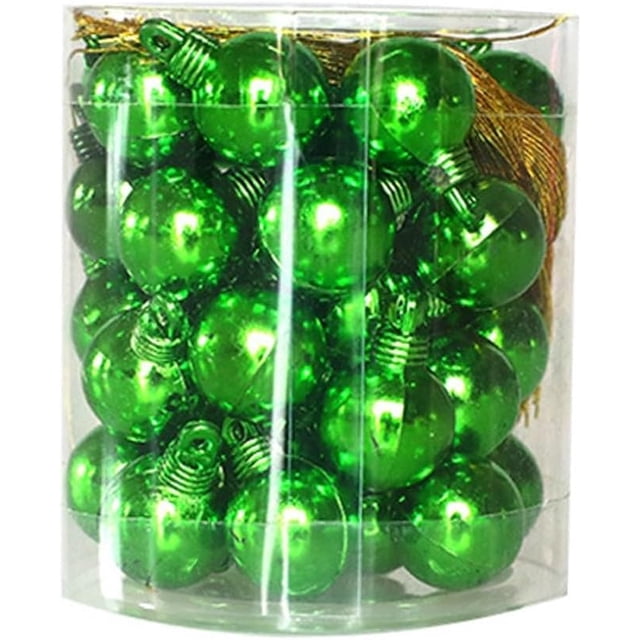 48 bolas de adorno para árbol de Navidad, adornos irrompibles para árbol con lazo para colgar, pequeños adornos navideños (verde)