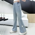 thumbnail image 5 of KAUOD Girls Jeans Bow Lace Wide Leg Denim Pants Kids Retro Embroidery Casual Jeans Elastic Waist Straight Fall Bottoms, 5 of 9