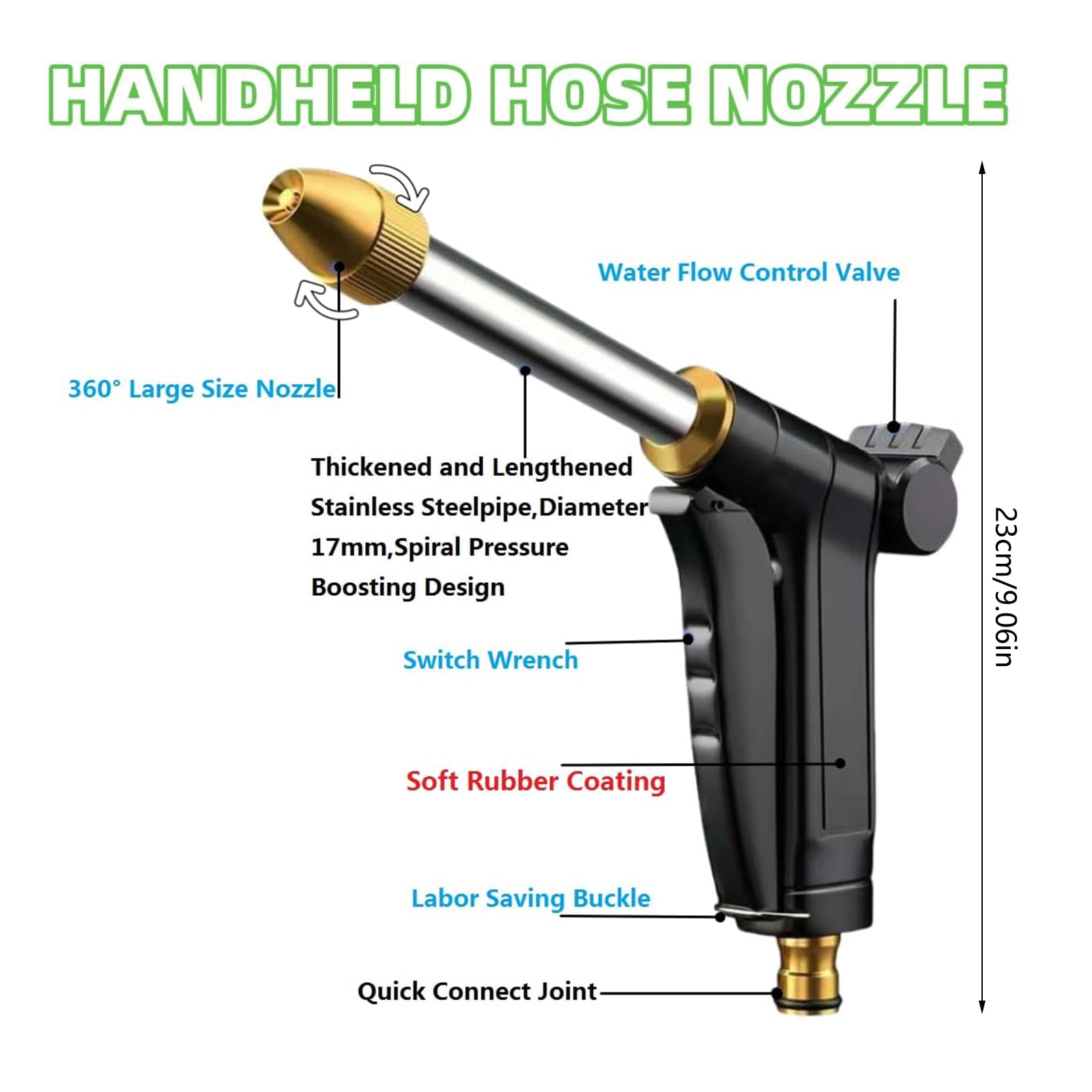 Portable High Pressure Water Adjustable Metal Cleaning Car Washing Machine Garden Watering Hose Nozzle Sprinkler Foam Water