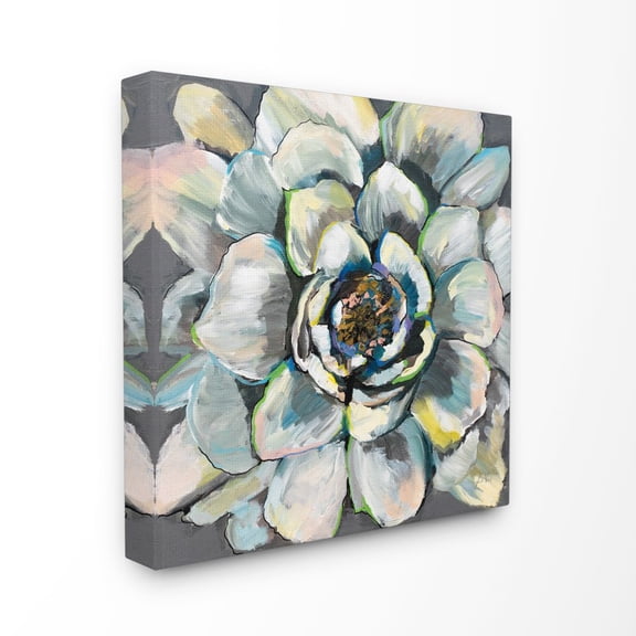 Stupell Industries Flower Bloom Neutral White Yellow Blue Petal Painting Canvas Wall Art, 24 x 24, byJeanette Vertentes