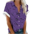 thumbnail image 2 of Women Short Sleeve Leisure Printed Christmas gift Thin section Fashion Trendy Lining Durable Loose Fitting Short Sleeve Purple Sexy Lining Size 5XL, 2 of 5