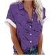 thumbnail image 2 of Fiudx Liquidación de Ahorros de Verano Blusa Casual de Solapa para Mujer con Estampado de Manga Corta y Botones, 2 of 5