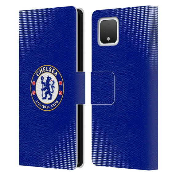Head Case Designs Officially Licensed Chelsea Football Club Crest Halftone Leather Book Wallet Case Cover Compatible with Google Pixel 4