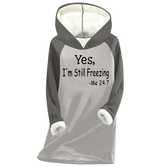 Lindreshi Womens Pajamas Tops Winter Women's Printed Plush And Thickened Fashionable Casual Long Sleeved Hooded Sweatshirt Tops Blouse