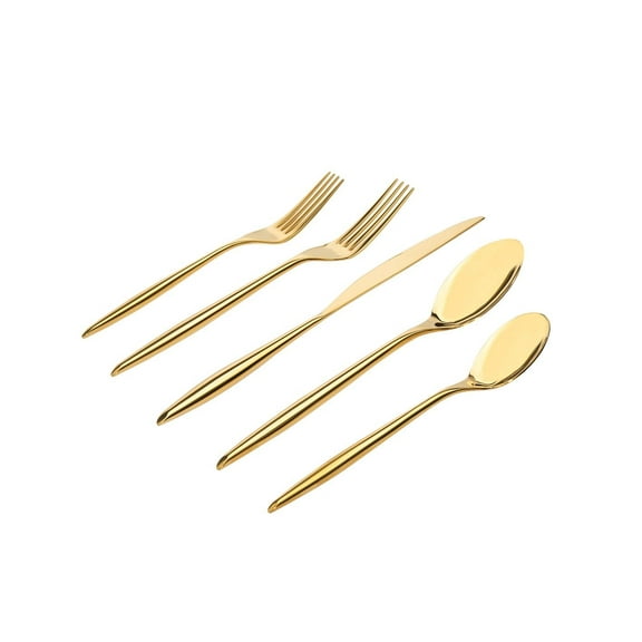 Godinger Flatware Set, Salad Fork, Dinner Fork, Tea Spoon and Table Spoon Gold, 20 Piece Set