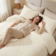 thumbnail image 3 of SoComfy by Bedelite King Faux Fur Comforter Set, Fluffy Fleece, Soft Warm Plush, 3-Piece, Cream, 3 of 6