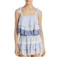 thumbnail image 1 of Surf Gypsy Women’s Striped Combo Ruffle Swim Cover-Up Tank Top, Blue/White, Medium, 1 of 2