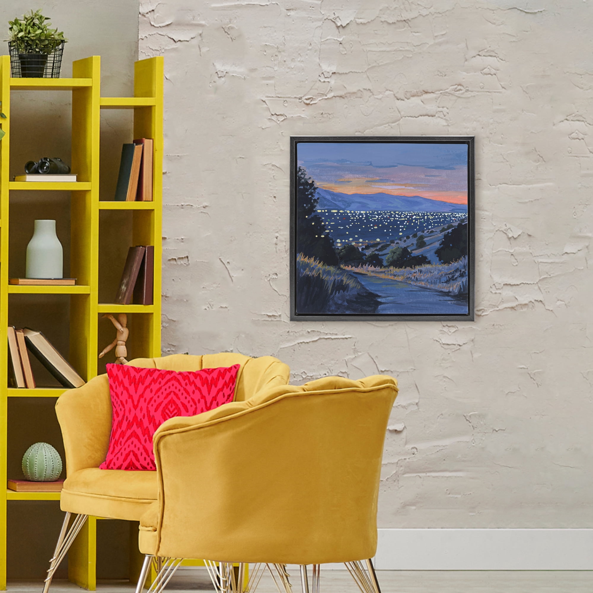 Stupell Industries Desert City Lights At Dusk Black Framed Floater Canvas Wall Art, design by Kate Jarvik Birch