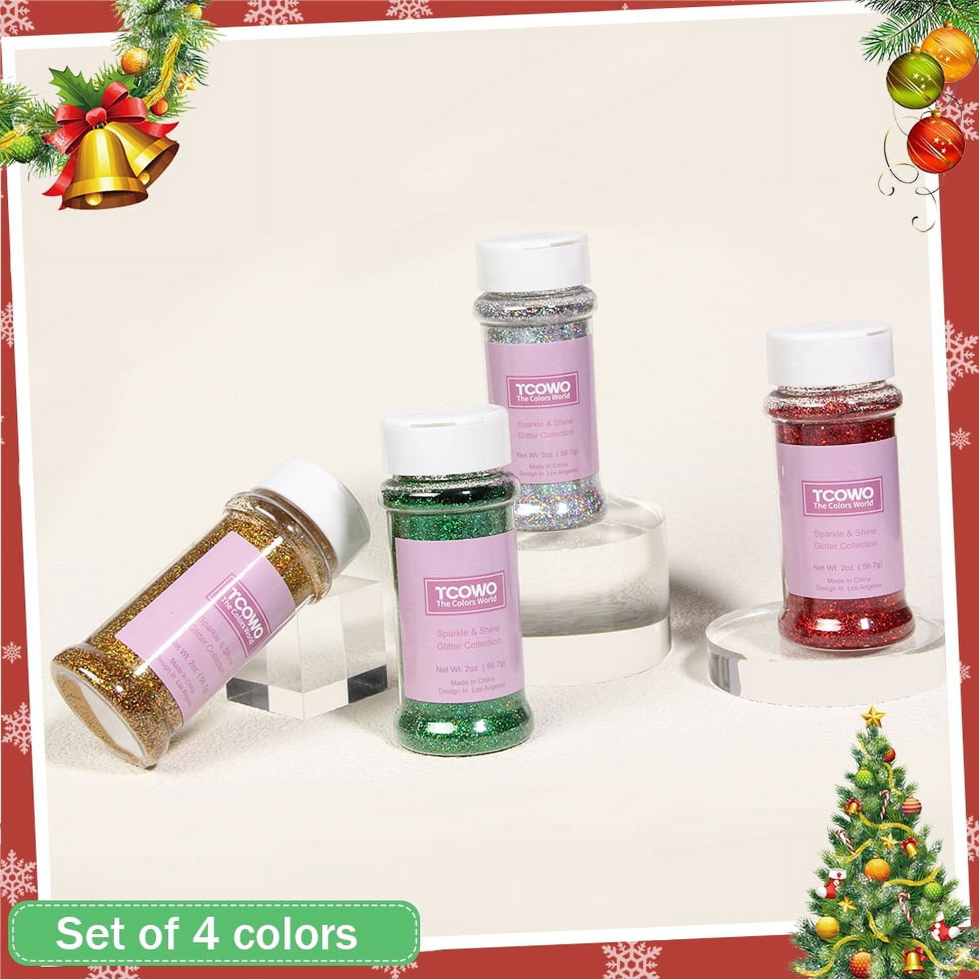 Xmas Christmas Sequins Glitter Shakers 2oz/Bottle 4 Colors In One Set For Resin Art DIY
