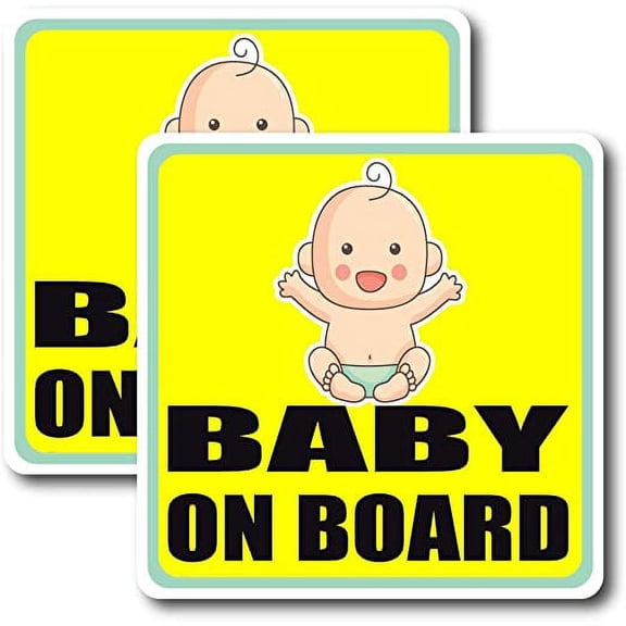 Pair | Cute Baby on Board Sticker Decal 5" x 5"