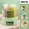 thumbnail image 3 of Contenedor de almacenamiento de granos de alimentos Gran capacidad 10L 6 rejillas Dispensador de arroz giratorio Caja de almacenamiento de alimentos de grano sellado Cubo de almacenamiento de cocina p, 3 of 10
