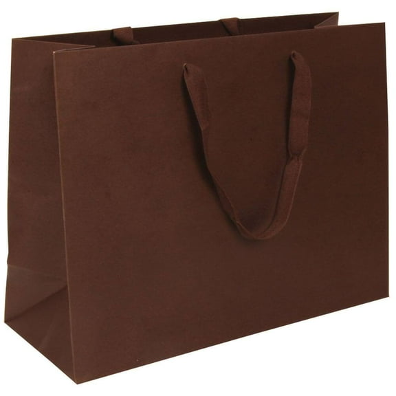 JAM Paper Matte Gift Bag, 10 x 13 x 5, Brown Kraft, 1/Pack, Large Horizontal