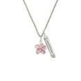 thumbnail image 2 of Delight Jewelry Silvertone Pink Plumeria Flower Silvertone Guardian Angel Bar Charm Necklace, 23", 2 of 4
