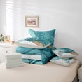 thumbnail image 6 of Homewish Teal Anchor Print Bedding Comforter Set 7pcs, Marble Abstract Ombre King Bedding Sets, Ocean Marine Theme Reversible Bed Sheets, Breathable Home Decor, 6 of 8