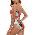 thumbnail image 6 of RELLECIGA Women's Floral Bandeau Ruched One Piece Swimsuit Tummy Control Sexy Strapless One Piece Bathing Suit with Removable Straps, 6 of 7