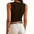 thumbnail image 4 of Sleeveless Tank Tops for Women Round Neck Ribbed Knit T Shirts Y2k Summer Fitted Going Out Shirts, S, 4 of 7