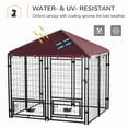 thumbnail image 4 of PawHut 5' x 5' x 5' Outdoor Dog Kennel with Rotating Bowl Holders, Walk-in Pet Playpen, Welded Wire Steel with Water and UV-Resistant Canopy, Red, 4 of 10