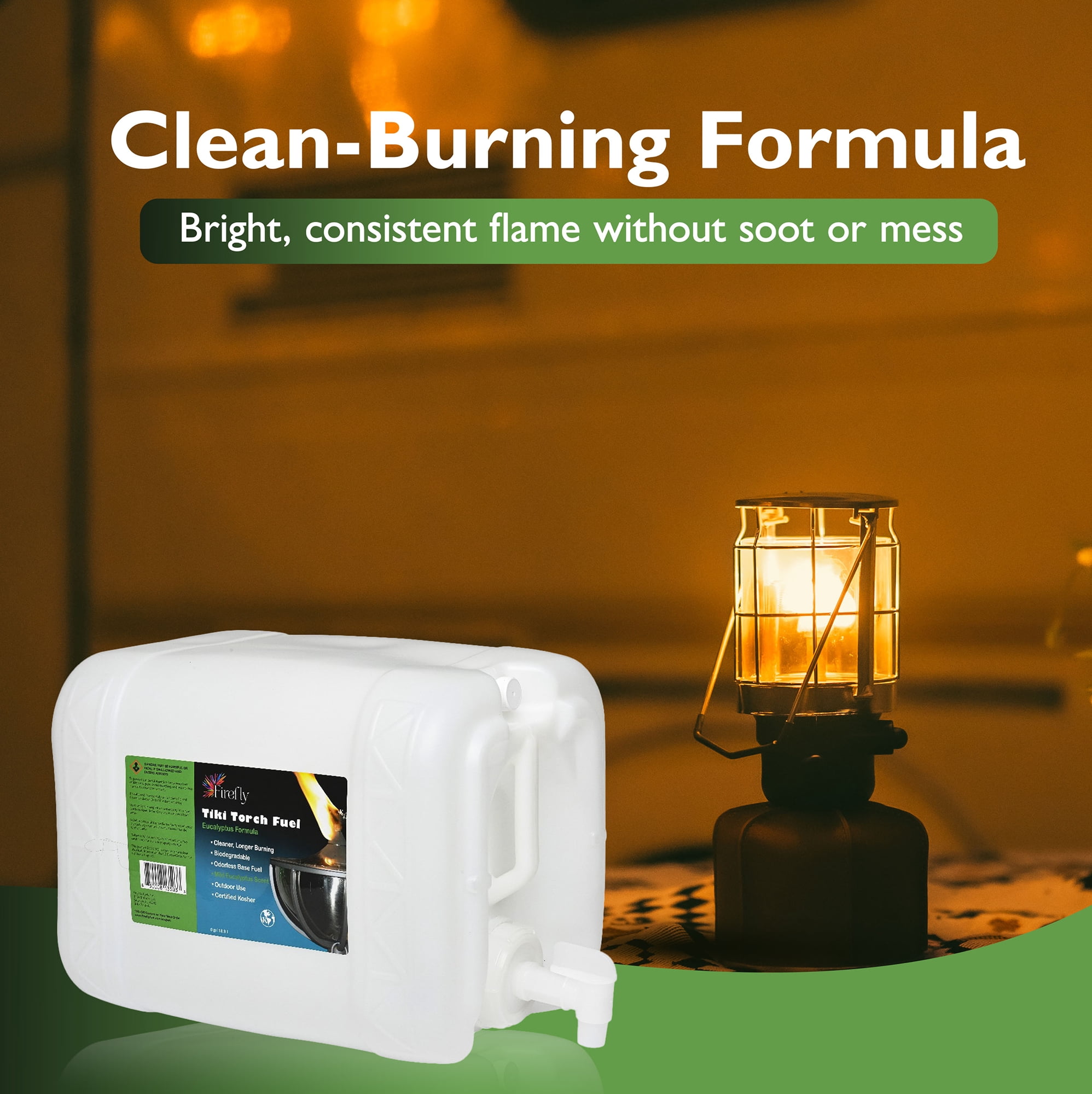 Firefly Fuel Tiki Torch Fuel - Eucalyptus Oil, Clean Burn - 5 gal