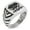 Silver, variant on Stainless Steel Pirate Skull & Cross Swords Chevron Pattern Biker Style Polished Ring