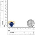 thumbnail image 3 of Gem Stone King 11.74 Ct Pear Shape Blue Created Sapphire 18K Yellow Gold Plated Silver Ring (Size 8), 3 of 5