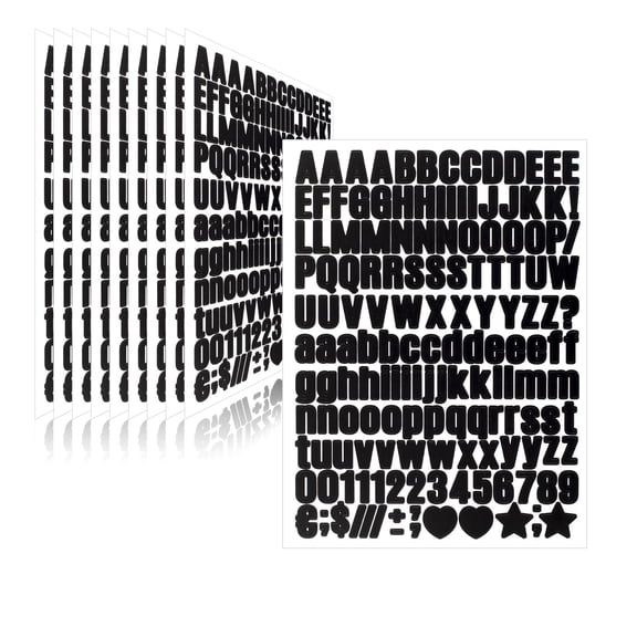 810 Piece 10 Sheet Letter Stickers - Self Adhesive Vinyl Waterproof Mailbox Numbers, Alphabet & Number Stickers for Mailbox, Window, Door, Sign, Address Number, Business (1 Inch) (Black)