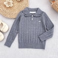 thumbnail image 4 of Girls Sweater Cable Knit Peter Pan Collar Button Placket Soft Lightweight Long Sleeve Jumpers (Grey), 4 of 6