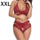 thumbnail image 1 of Conjunto de ropa interior de malla de encaje para mujer, lencería sexy, ropa de dormir, rojo vino, XXL tholdsy XX000073-20, 1 of 7