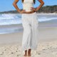 thumbnail image 2 of TaTaai Women's Solid Color Loose Fit Elastic Waist Beam Foot Long Pants Comfortable Casual Trousers with Convenient Side Pockets Versatile Daily Sports and Lounge Pants Gift, 2 of 6
