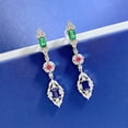 thumbnail image 3 of Vintage 925 Sterling Silver Lab Sapphire Ruby Emerald High Carbon Diamonds Gemstone Dangle Earrings Studs Fine Jewelry, 3 of 6