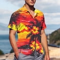 thumbnail image 4 of Blusa y camisa de manga corta con cuello vuelto para hombre, blusa informal de moda con cuello vuelto, blusa estampada de manga corta con botones, blusa de poliéster para hombre, 4 of 6