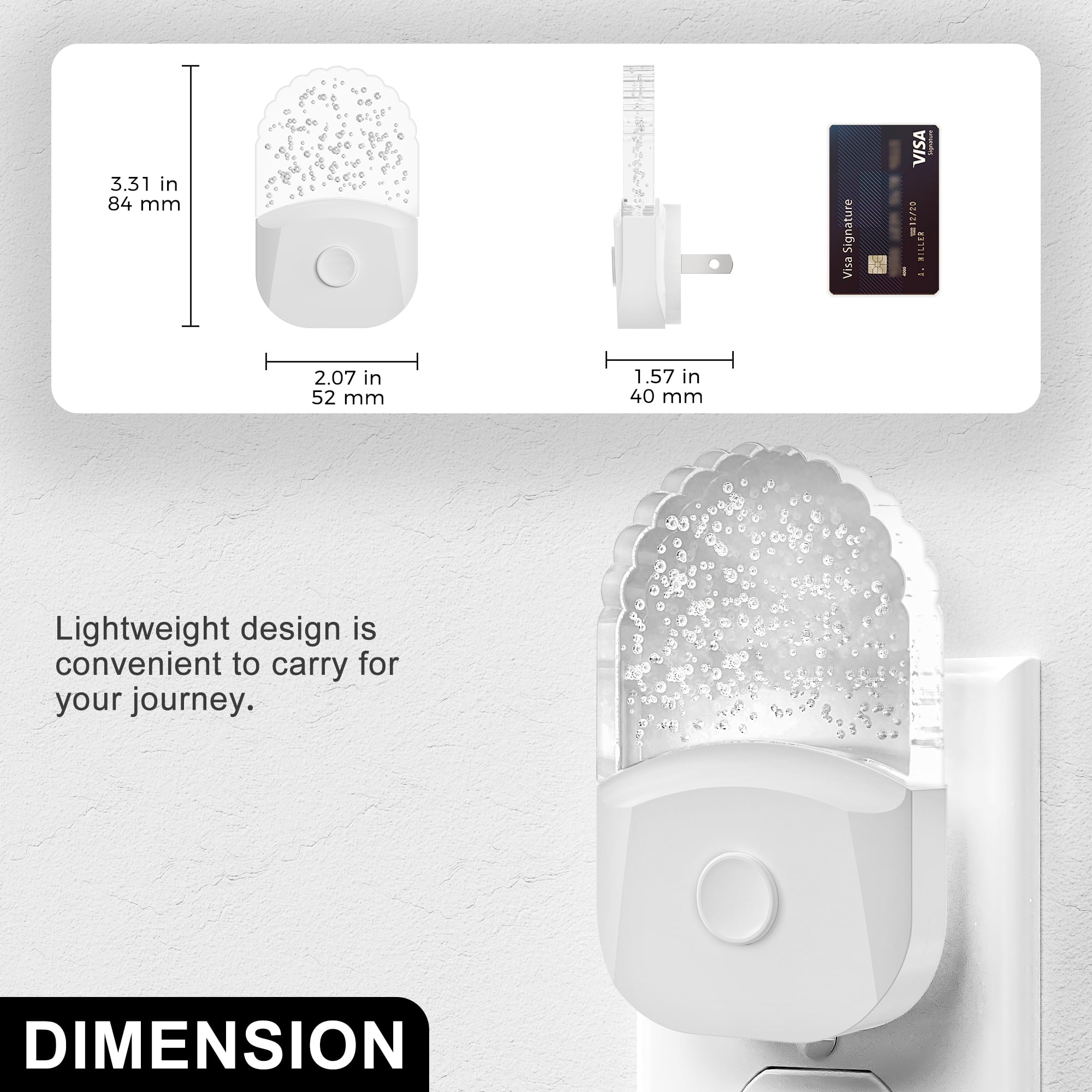 2 Pack Color-Changing LED Night Lights with Memory & Acrylic Design